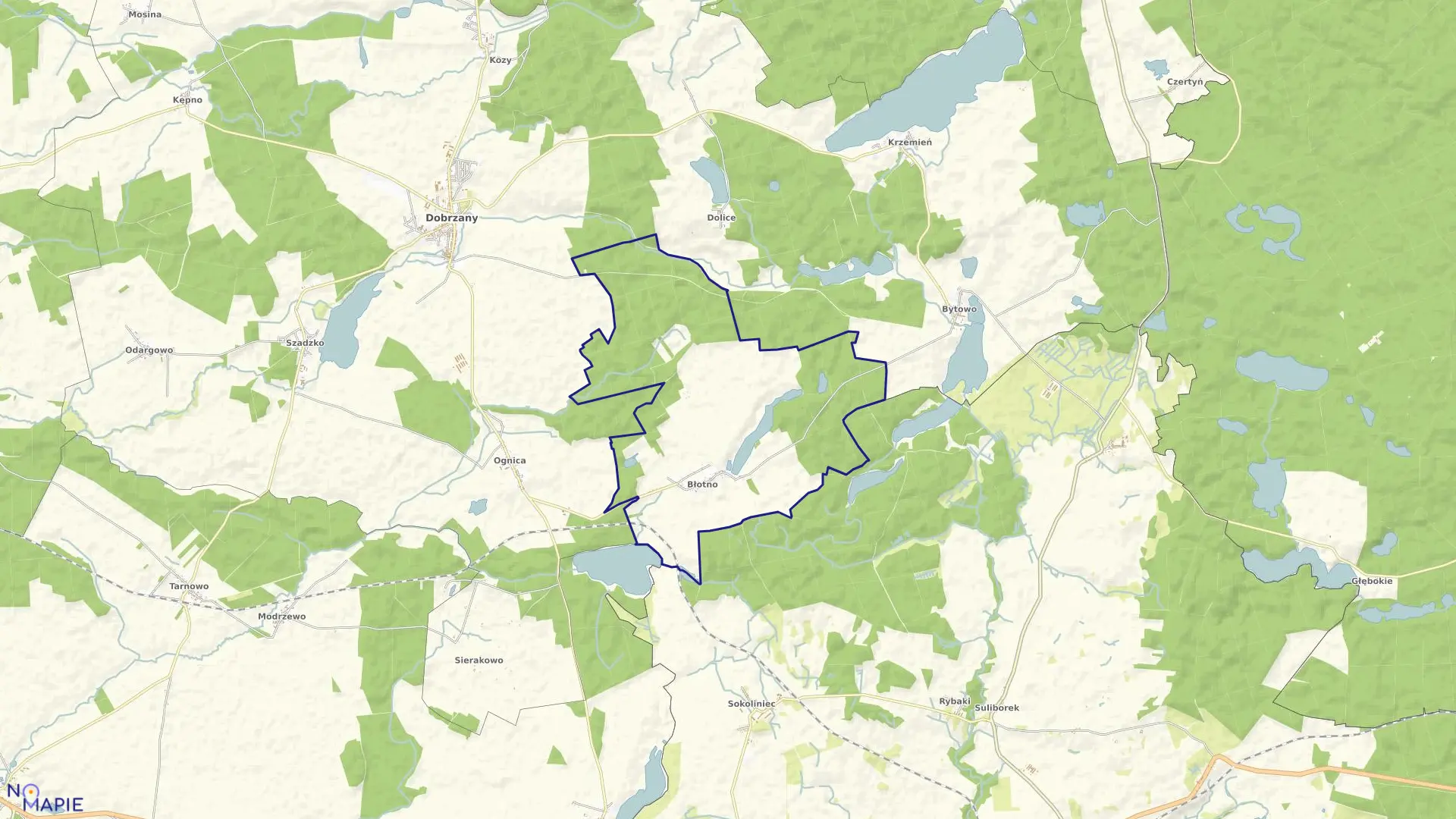 Mapa obrębu Błotno w gminie Dobrzany