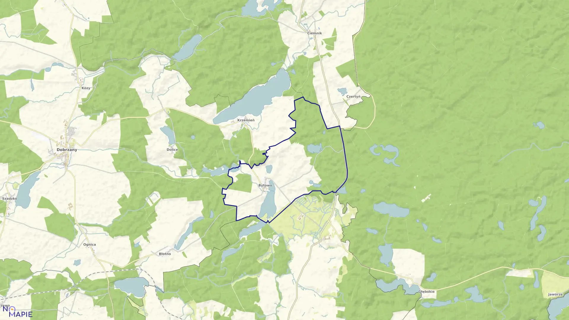 Mapa obrębu Bytowo w gminie Dobrzany