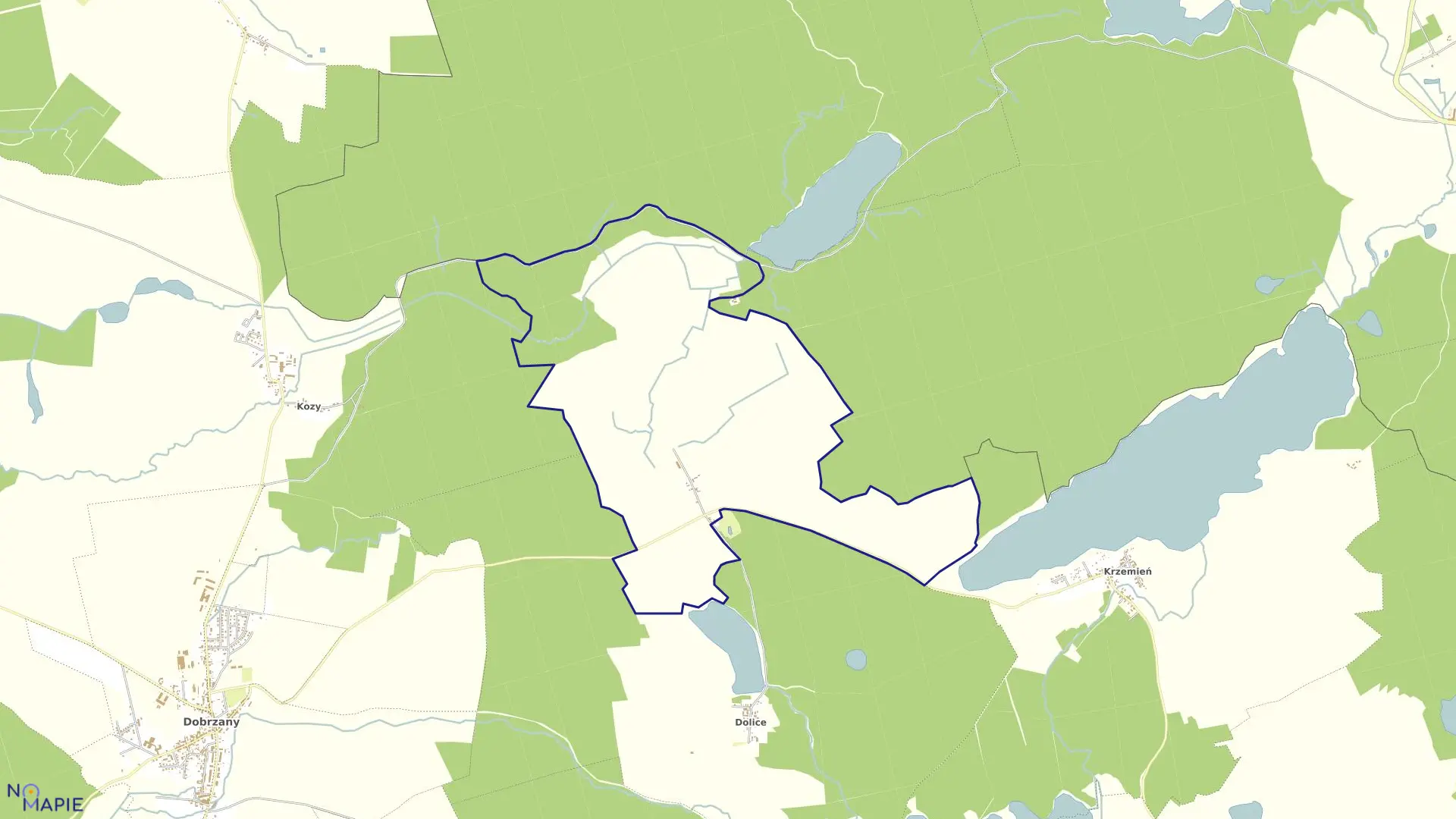 Mapa obrębu Grabnica w gminie Dobrzany