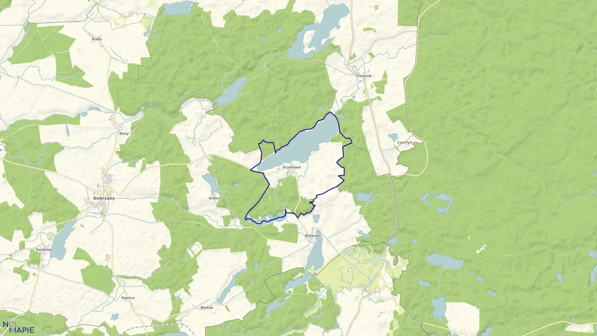 Mapa obrębu Krzemień w gminie Dobrzany